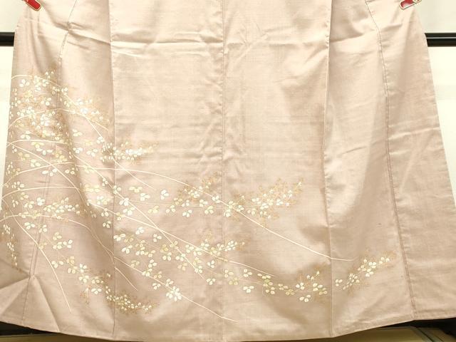 平和屋着物●結城紬　訪問着　草花文　金彩　正絹　逸品　DAAT1078tw