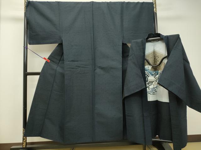 平和屋着物●男性 髭紬 アンサンブル 褐返色 正絹 逸品 DAAT1083tw