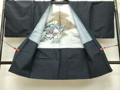 平和屋着物●男性 髭紬 アンサンブル 褐返色 正絹 逸品 DAAT1083tw