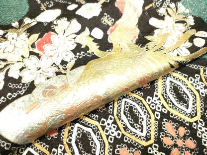 平和屋着物●豪華振袖・長襦袢セット（無双仕立て） 絞り 鳳凰扇面草花文 金銀彩 正絹 逸品 DAAT1085tw