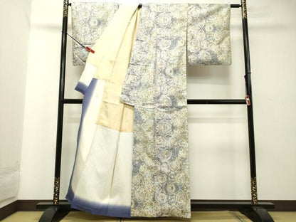 平和屋着物●本場大島紬 白大島 総絣 薔薇 バラ 正絹 逸品 DAAT1087tw