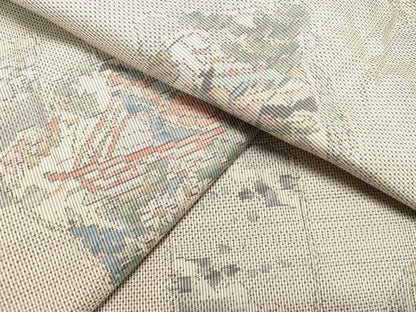 平和屋着物●本場大島紬　白大島　総絣　色紙人物風景文　正絹　逸品　DAAT1094tw