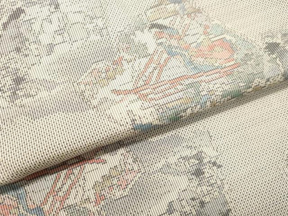 平和屋着物●本場大島紬　白大島　総絣　色紙人物風景文　正絹　逸品　DAAT1094tw