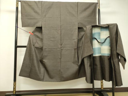 平和屋着物●男性 本場大島紬 アンサンブル 格子 正絹 逸品 DAAT1097tw