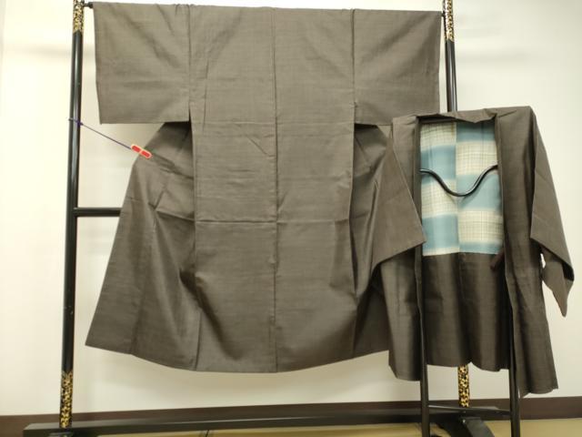 平和屋着物●男性 本場大島紬 アンサンブル 格子 正絹 逸品 DAAT1097tw