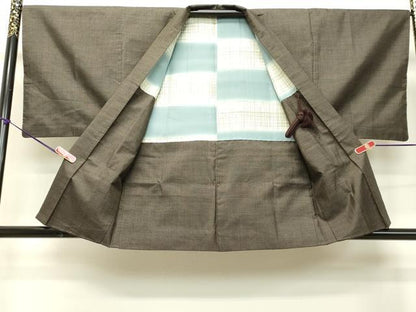 平和屋着物●男性 本場大島紬 アンサンブル 格子 正絹 逸品 DAAT1097tw