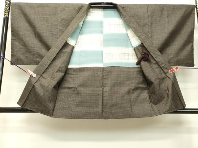 平和屋着物●男性 本場大島紬 アンサンブル 格子 正絹 逸品 DAAT1097tw