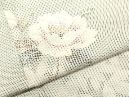 平和屋着物●本場大島紬　白大島　9マルキ　草花文　正絹　逸品　未使用　DAAT1099tw