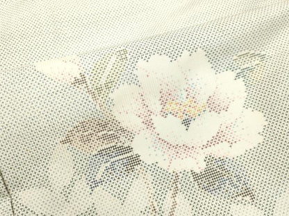 平和屋着物●本場大島紬　白大島　9マルキ　草花文　正絹　逸品　未使用　DAAT1099tw