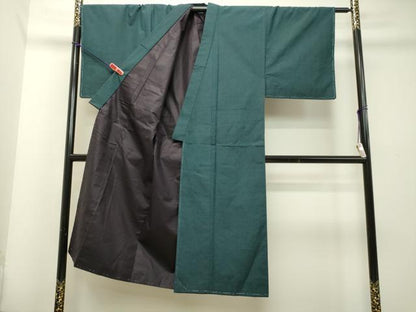 平和屋着物●男性 紬 アンサンブル 高麗納戸色 正絹 逸品 未使用 DAAT1125tw