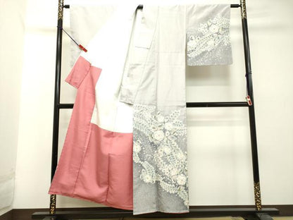平和屋着物●本場縞大島紬 訪問着 絞り 辻が花 正絹 逸品 DAAT1126tw