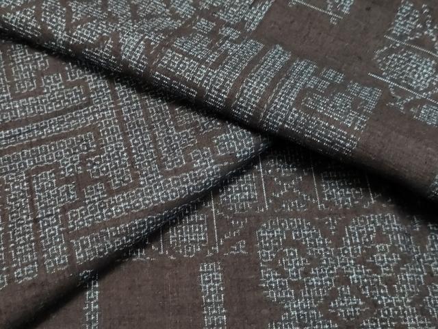 平和屋着物●本場結城紬　重要無形文化財　120亀甲　幾何学文様　正絹　逸品　DAAT1128tw