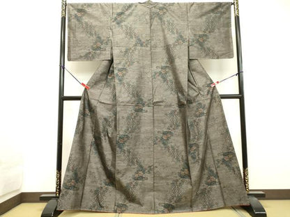 平和屋着物●本場大島紬　古代染色純泥染　亀甲草花文　大野織物株式会社謹製　証紙付き　正絹　逸品　未使用　DAAT1130tw