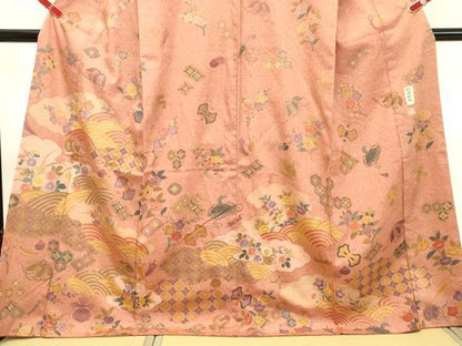 平和屋着物●訪問着 作家物 紬地 刺繍 雲取り宝尽くし花文 正絹 逸品 DAAT1141tw