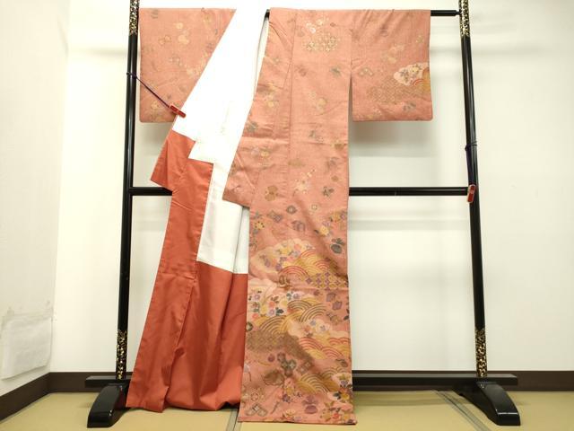 平和屋着物●訪問着 作家物 紬地 刺繍 雲取り宝尽くし花文 正絹 逸品 DAAT1141tw
