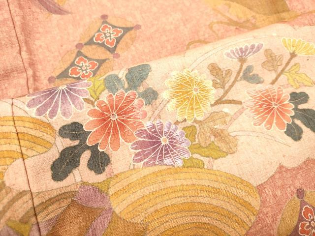 平和屋着物●訪問着 作家物 紬地 刺繍 雲取り宝尽くし花文 正絹 逸品 DAAT1141tw