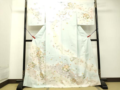 平和屋着物●訪問着　駒刺繍　草花丸文　暈し染め　金彩　正絹　逸品　DAAT1145tw