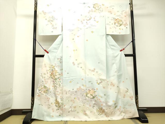 平和屋着物●訪問着　駒刺繍　草花丸文　暈し染め　金彩　正絹　逸品　DAAT1145tw