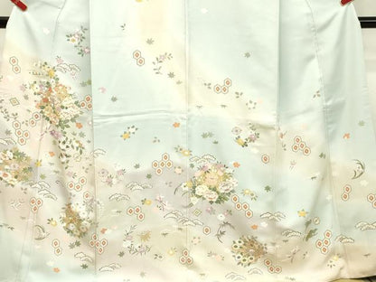 平和屋着物●訪問着　駒刺繍　草花丸文　暈し染め　金彩　正絹　逸品　DAAT1145tw