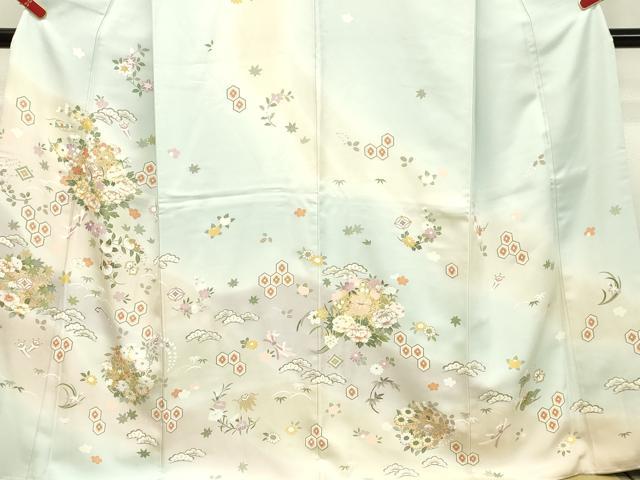 平和屋着物●訪問着　駒刺繍　草花丸文　暈し染め　金彩　正絹　逸品　DAAT1145tw