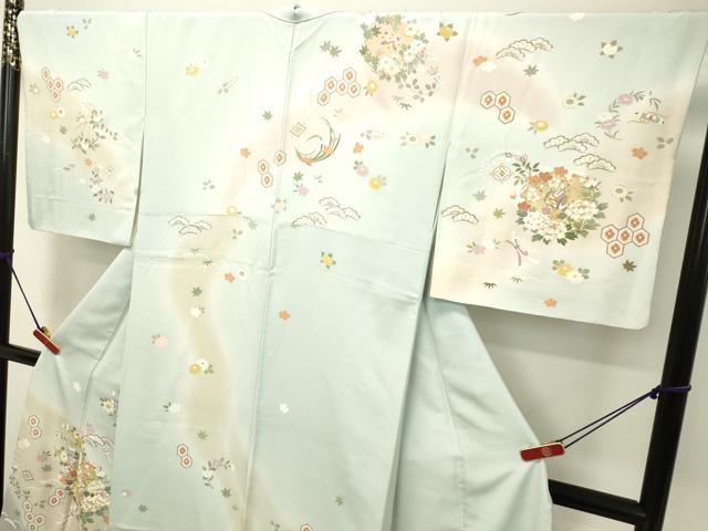 平和屋着物●訪問着　駒刺繍　草花丸文　暈し染め　金彩　正絹　逸品　DAAT1145tw