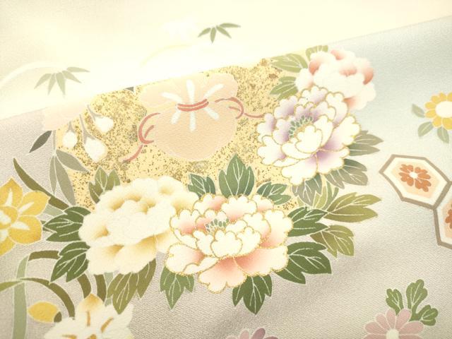 平和屋着物●訪問着　駒刺繍　草花丸文　暈し染め　金彩　正絹　逸品　DAAT1145tw