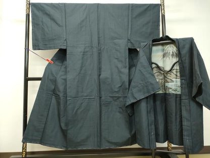 平和屋着物●男性　紬　アンサンブル　100亀甲　総詰め　正絹　逸品　DAAT1149tw