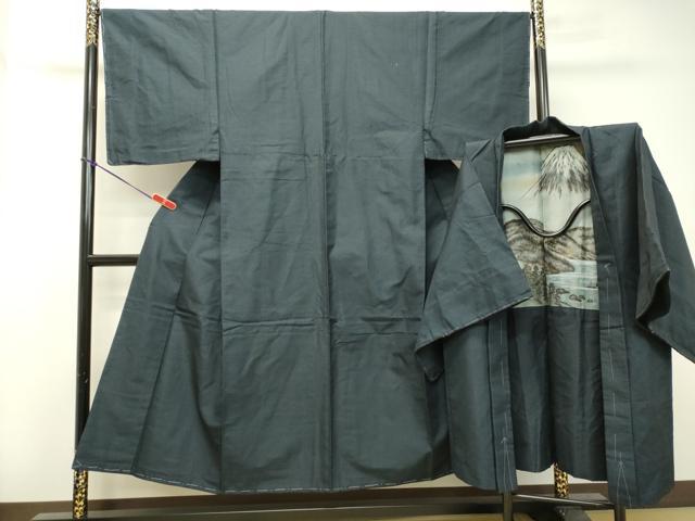 平和屋着物●男性　紬　アンサンブル　100亀甲　総詰め　正絹　逸品　DAAT1149tw