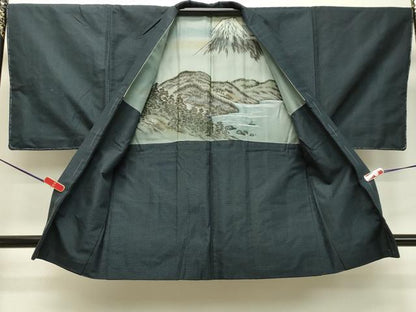 平和屋着物●男性　紬　アンサンブル　100亀甲　総詰め　正絹　逸品　DAAT1149tw