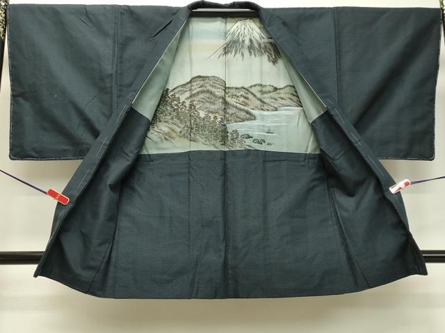 平和屋着物●男性　紬　アンサンブル　100亀甲　総詰め　正絹　逸品　DAAT1149tw