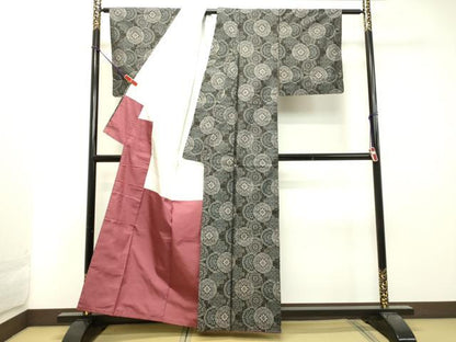 平和屋着物●本場村山大島紬 花絵皿文 正絹 逸品 DAAT1164tw