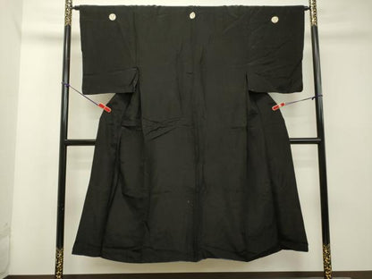 平和屋着物●男性　黒紋付　正絹　逸品　DAAT1174tw