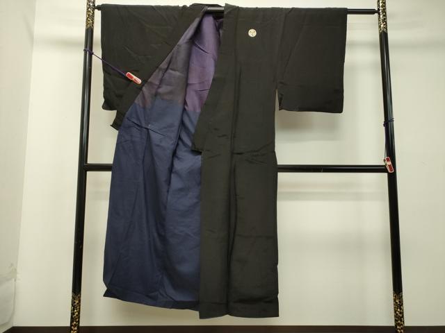平和屋着物●男性　黒紋付　正絹　逸品　DAAT1174tw