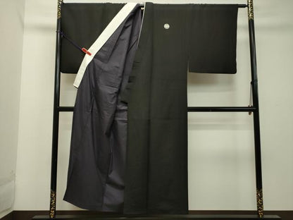 平和屋着物●男性 黒紋付 正絹 逸品 DAAT1175tw