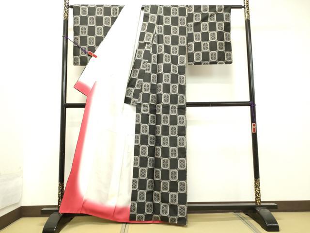 平和屋着物●本場村山大島紬 格子花文 正絹 逸品 DAAT1176tw