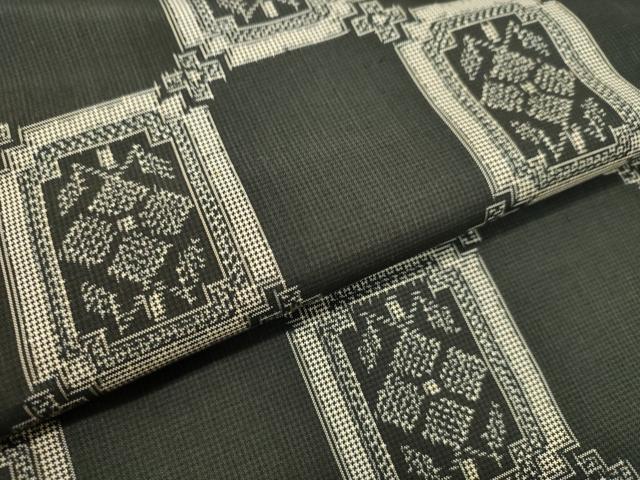 平和屋着物●本場村山大島紬 格子花文 正絹 逸品 DAAT1176tw