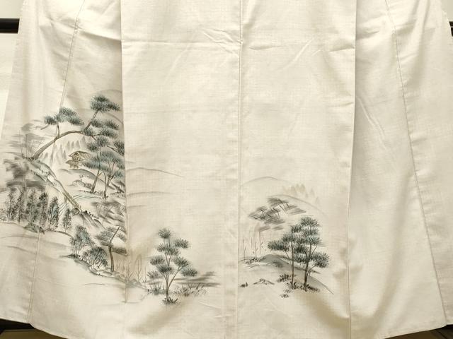 平和屋着物●訪問着 紬地 手描き 樹林風景文 正絹 逸品 DAAT1188tw