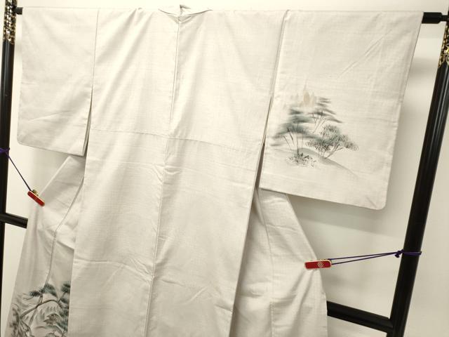 平和屋着物●訪問着 紬地 手描き 樹林風景文 正絹 逸品 DAAT1188tw