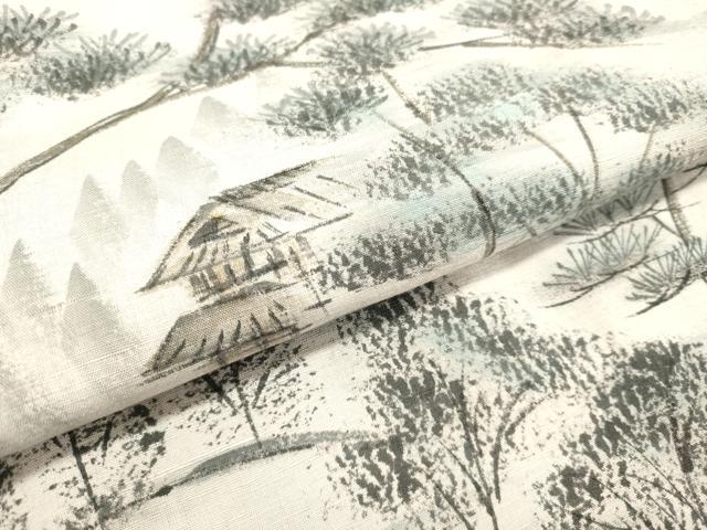 平和屋着物●訪問着 紬地 手描き 樹林風景文 正絹 逸品 DAAT1188tw