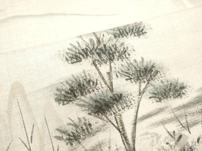 平和屋着物●訪問着 紬地 手描き 樹林風景文 正絹 逸品 DAAT1188tw