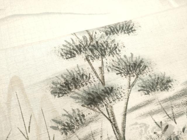 平和屋着物●訪問着 紬地 手描き 樹林風景文 正絹 逸品 DAAT1188tw