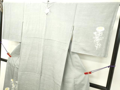 平和屋着物●京都府指定無形文化財　染色作家　小倉建亮の弟子　市瀬史郎　訪問着　絞り　枝菊　お召縮緬　正絹　逸品　DAAT1193tw