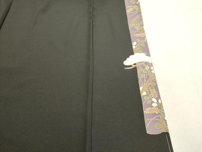 平和屋着物●豪華黒留袖 駒刺繍 立波飛鶴花松文 暈し染め 金彩 正絹 逸品 DAAT1199tw