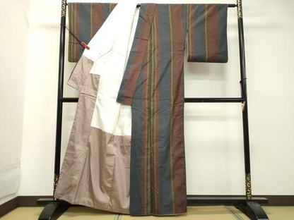 平和屋着物●上質な紬 間道 正絹 逸品 DAAT1208tw