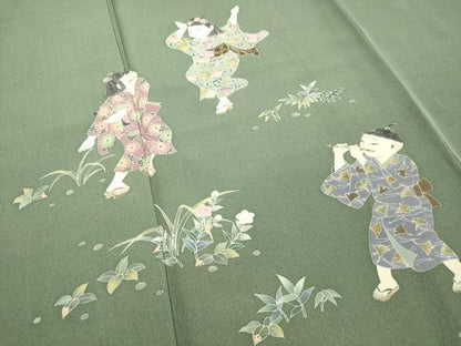 平和屋着物●訪問着 友禅 童子遊び 正絹 逸品 DAAT1211tw