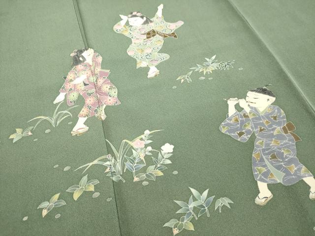 平和屋着物●訪問着 友禅 童子遊び 正絹 逸品 DAAT1211tw