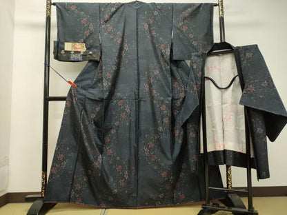 平和屋着物●本場大島紬 アンサンブル 花唐草文 証紙付き 正絹 逸品 未使用 DAAT1225tw