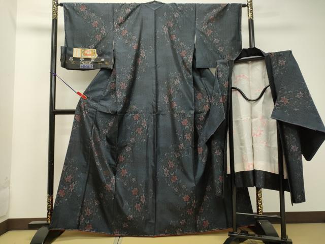 平和屋着物●本場大島紬 アンサンブル 花唐草文 証紙付き 正絹 逸品 未使用 DAAT1225tw