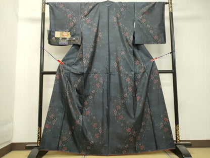 平和屋着物●本場大島紬 アンサンブル 花唐草文 証紙付き 正絹 逸品 未使用 DAAT1225tw