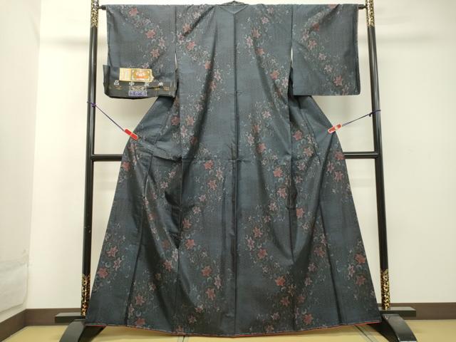 平和屋着物●本場大島紬 アンサンブル 花唐草文 証紙付き 正絹 逸品 未使用 DAAT1225tw
